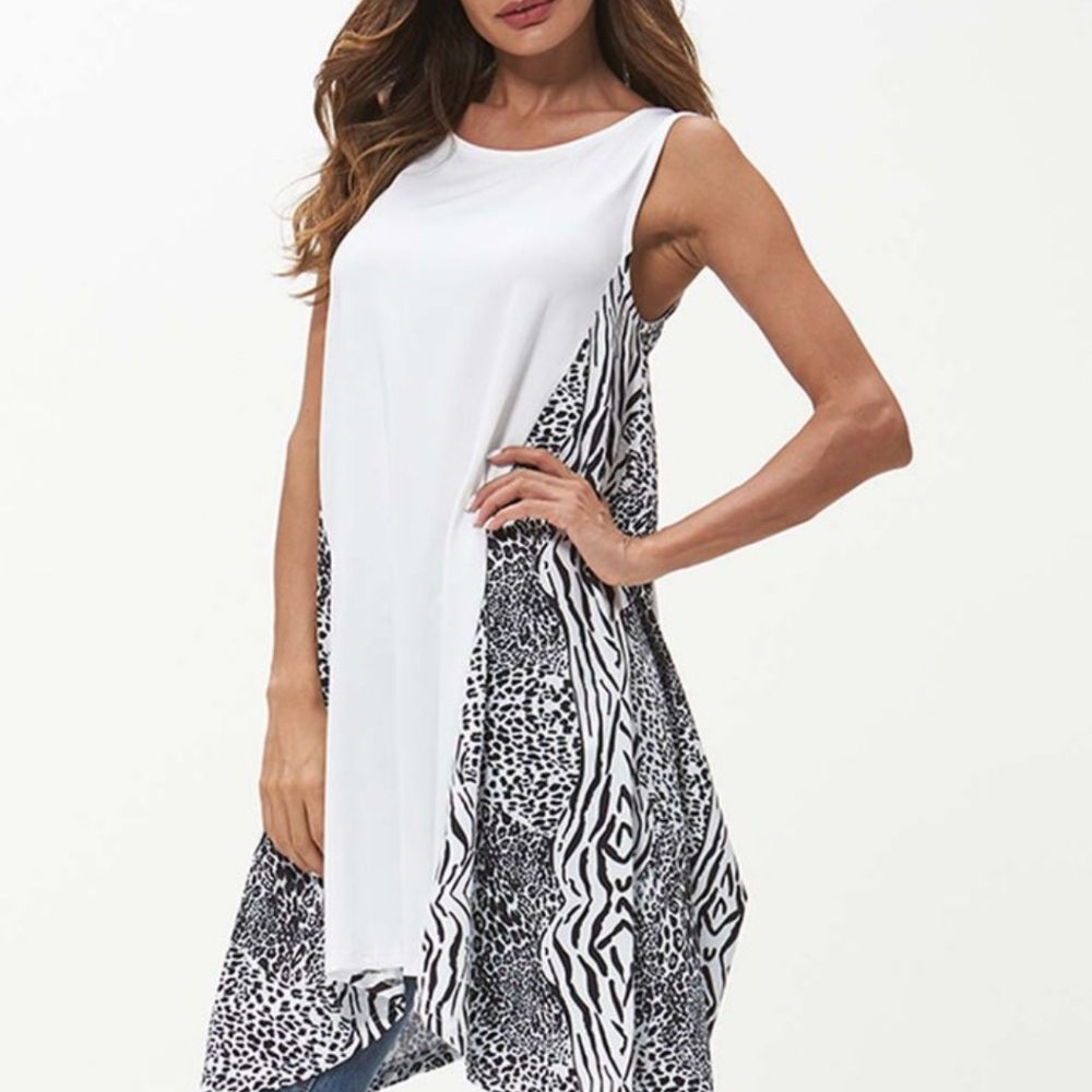 Sleeveless sidetail tunic